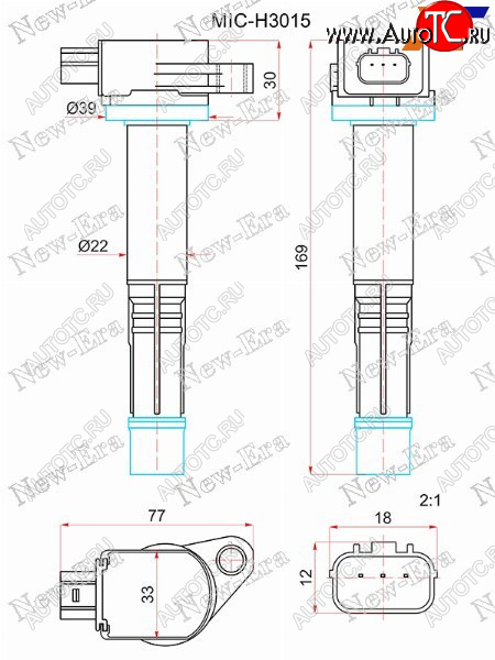3 199 р. Катушка зажигания HONDA ACCORD CU 08-CR-V RM 10-CIVIC 12-CROSSTOUR 12- R20A24A NEW ERA MIC-H3015  с доставкой в г. Кемерово