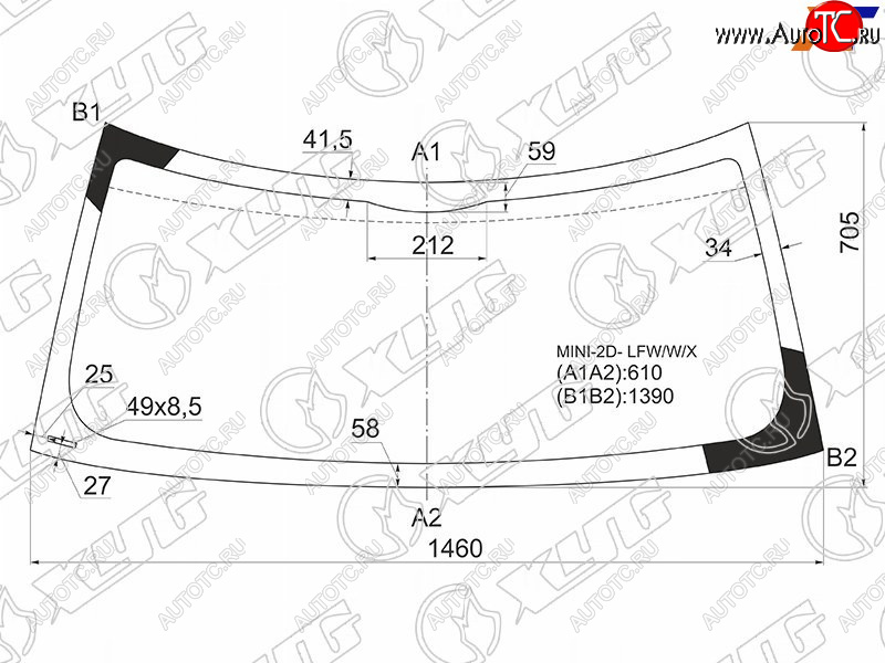 5 299 р. Стекло лобовое Mini Clubman Cooper 08-14  Hatch Cooper 01-06 XYG MINI-2D- LFW/W/X  с доставкой в г. Кемерово