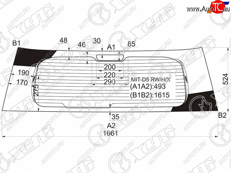 11 849 р. Стекло заднее (Цвет зеленый Обогрев) Mitsubishi Delica D:5 07- XYG MIT-D5 RW/H/X  с доставкой в г. Кемерово
