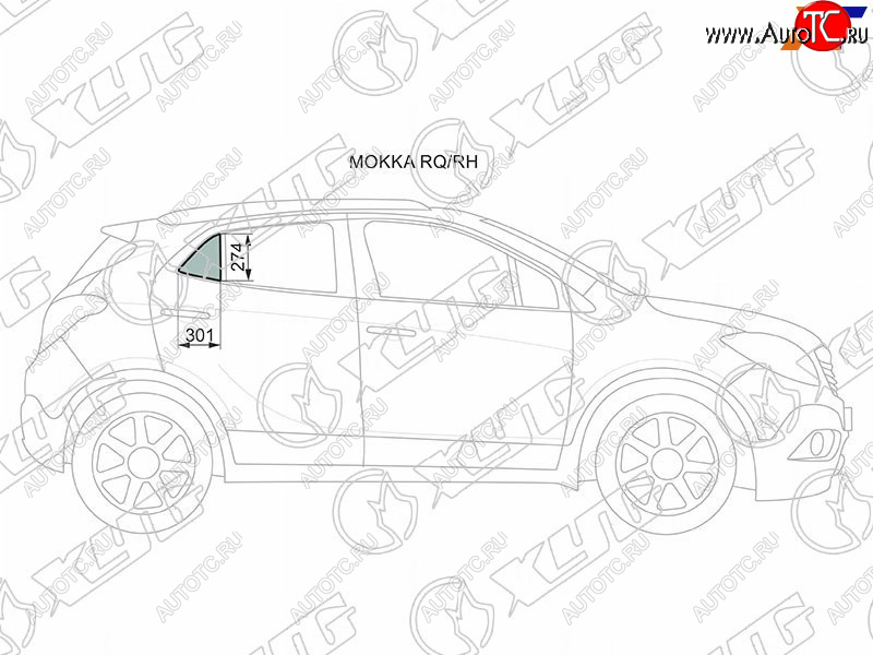 439 р. Стекло форточки (Сзади Справа Цвет зеленый) Opel Mokka 12-19  Buick Encore 12-16 XYG MOKKA RQ/RH  с доставкой в г. Кемерово