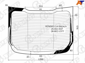 9 549 р. Стекло заднее (Цвет зеленый Обогрев Антенна 4D SED) Ford Mondeo 14-19 XYG MONDEO-14 RW/H/X  с доставкой в г. Кемерово. Увеличить фотографию 1