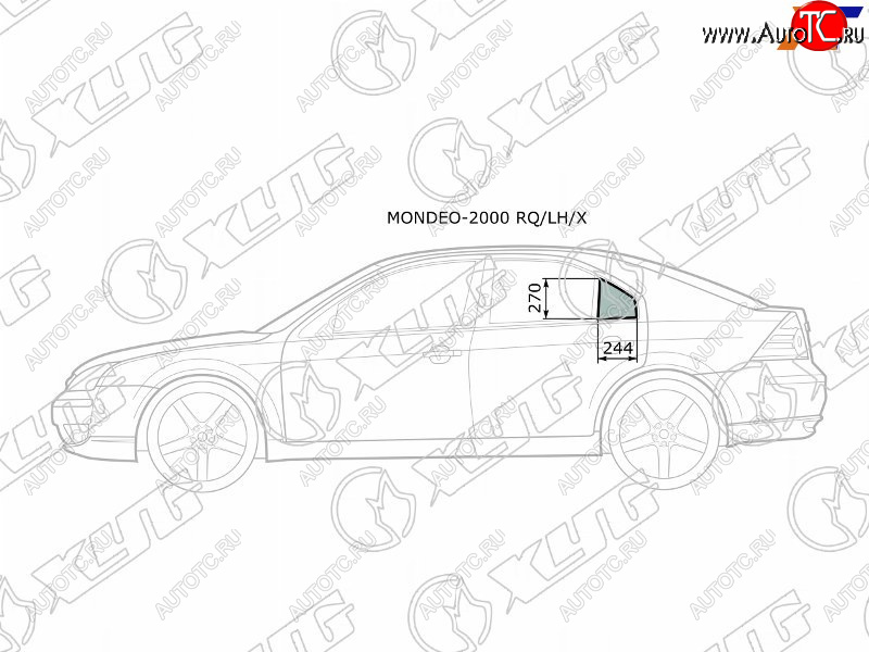 1 299 р. Стекло форточки (Сзади Слева Цвет зеленый) Ford Mondeo 00-07 XYG MONDEO-2000 RQ/LH/X  с доставкой в г. Кемерово