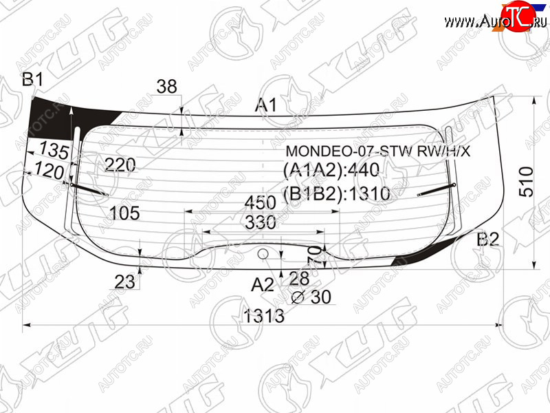 10 549 р. Стекло заднее (Цвет зеленый Обогрев 5D WGN) Ford Mondeo 07-15 XYG MONDEO-07-STW RW/H/X  с доставкой в г. Кемерово