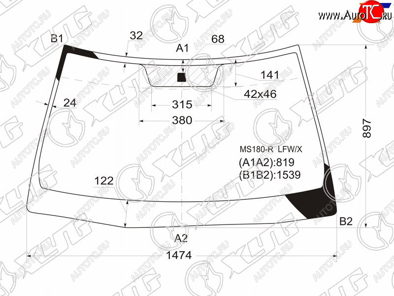 7 999 р. Стекло лобовое Toyota Crown 03-08 XYG MS180-R LFW/X  с доставкой в г. Кемерово