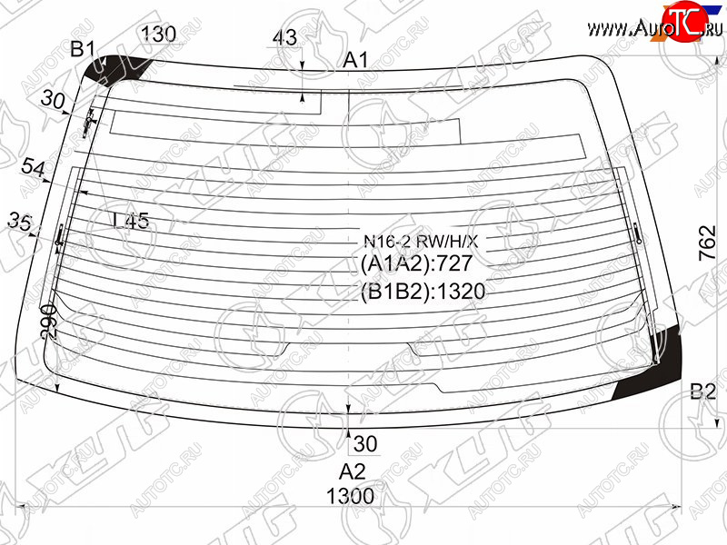 8 449 р. Стекло заднее (Цвет зеленый Обогрев Антенна) Nissan Almera 00-06  Almera Classic 06-12  Bluebird XYG N16-2 RW/H/X  с доставкой в г. Кемерово