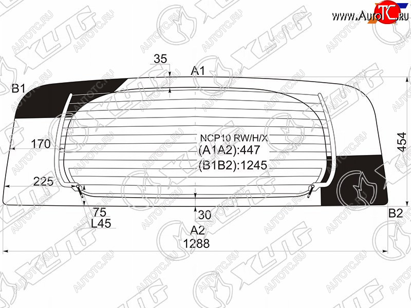 8 499 р. Стекло заднее (Цвет зеленый Обогрев) Toyota Ractis 05-10 XYG NCP10 RW/H/X  с доставкой в г. Кемерово