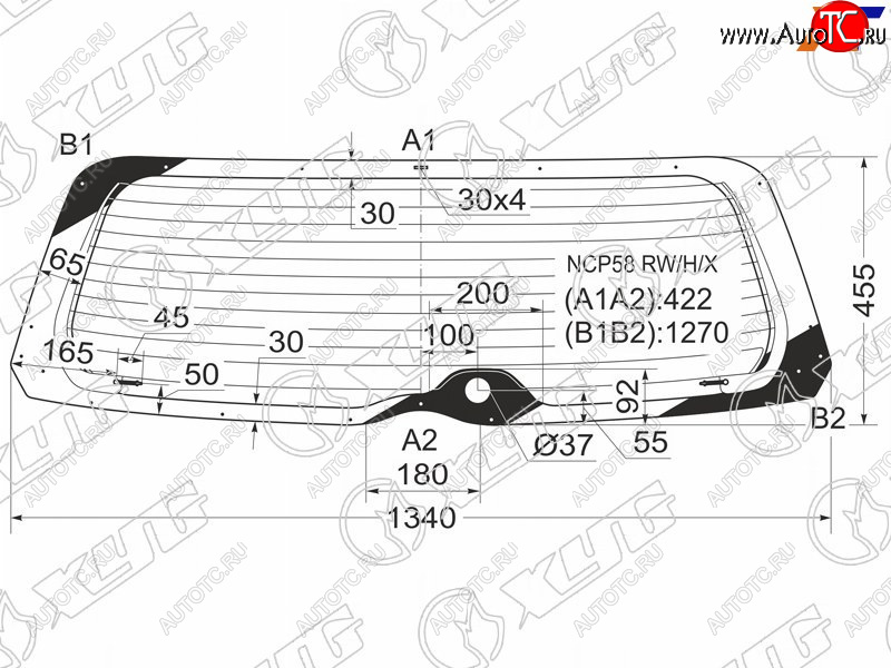 7 449 р. Стекло заднее (Цвет зеленый Обогрев) Toyota Succeed 02-20 XYG NCP58 RW/H/X  с доставкой в г. Кемерово