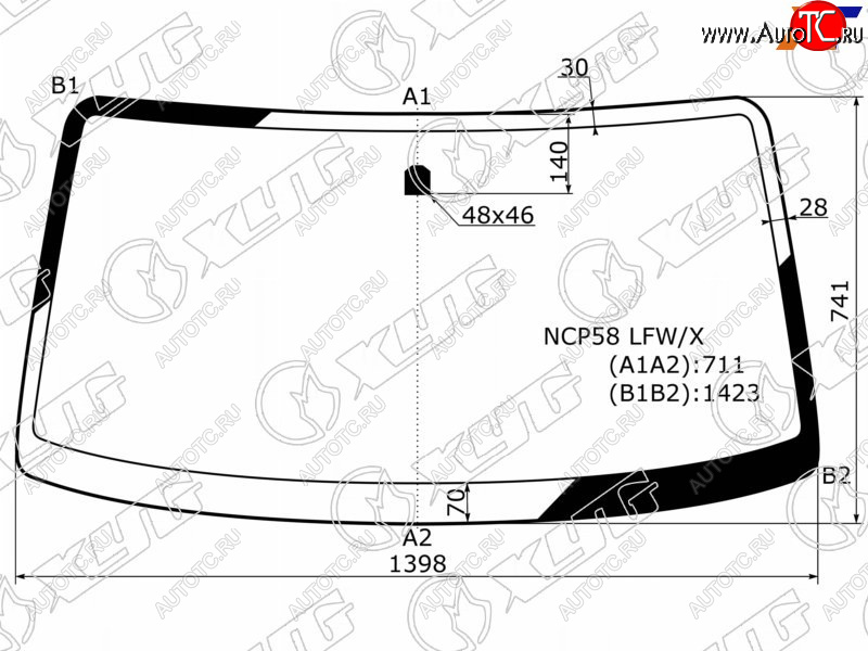 3 999 р. Стекло лобовое Toyota Probox 02-  Mazda Familia 18-  Toyota Succeed 02-20 XYG NCP58 LFW/X  с доставкой в г. Кемерово