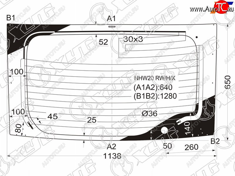 8 299 р. Стекло заднее (Цвет зеленый Обогрев) Toyota Prius (NHW20) 03-11 XYG NHW20 RW/H/X  с доставкой в г. Кемерово