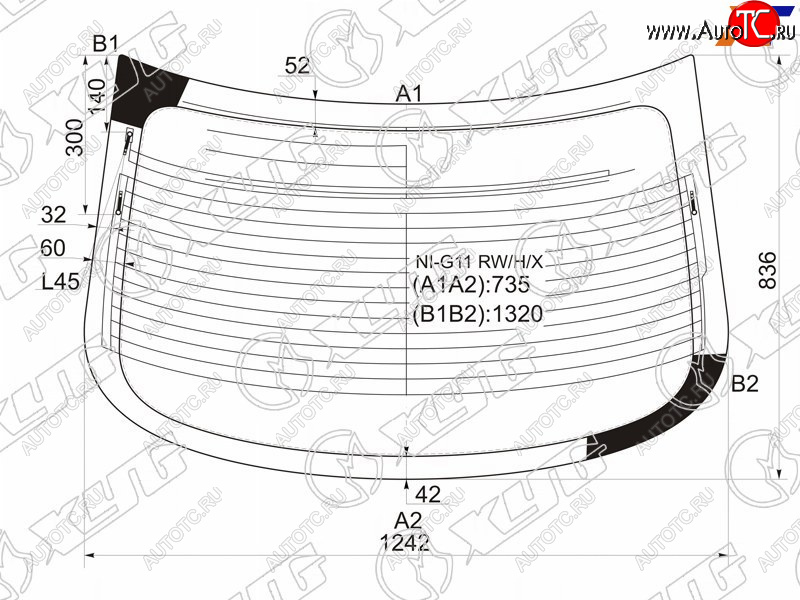 7 199 р. Стекло заднее (Цвет зеленый Обогрев Антенна) Nissan Almera 12-19  Bluebird Sylphy 05-12 XYG NI-G11 RW/H/X  с доставкой в г. Кемерово