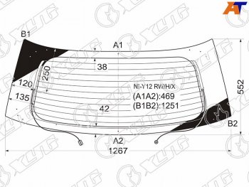 Стекло заднее (Цвет зеленый Обогрев) Nissan AD 06-16  Wingroad 05-18  Mazda Familia 07-18  Nissa XYG NI-Y12 RW/H/X