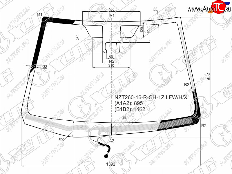9 299 р. Стекло лобовое (Обогрев щеток Камера) Toyota Allion (T260) 16-21  Premio 16-21 XYG NZT260-16-R-CH-1Z LFW/H/X  с доставкой в г. Кемерово