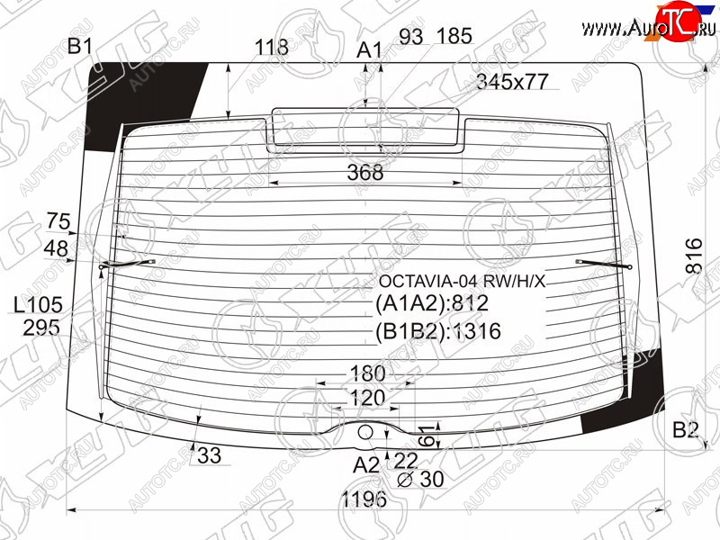 8 799 р. Стекло заднее (Цвет зеленый Обогрев 5D LBK) Skoda Octavia 04-13 XYG OCTAVIA-04 RW/H/X  с доставкой в г. Кемерово
