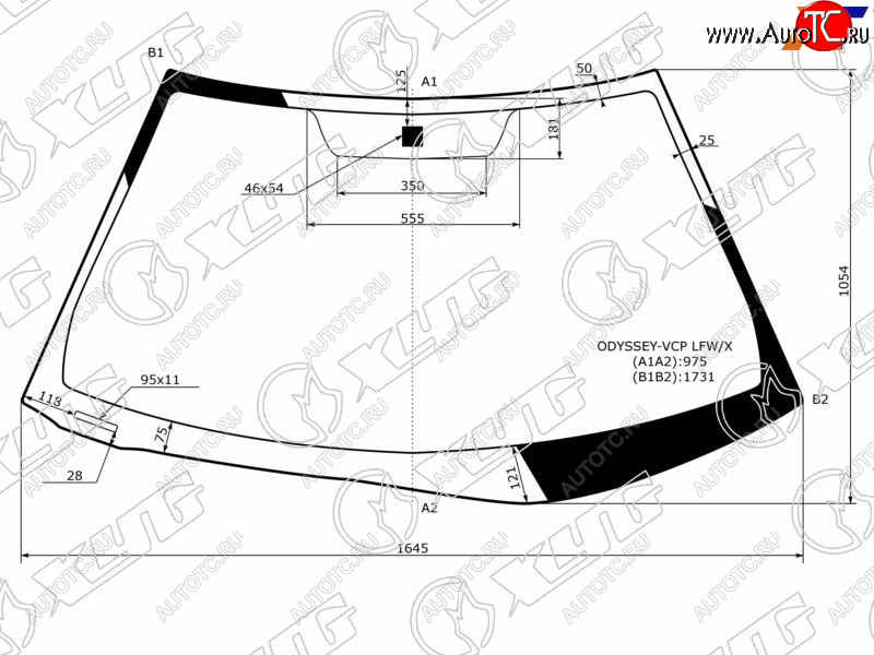 9 699 р. Стекло лобовое (Assembly США) XYG Honda Odyssey 3 (2004-2008)  с доставкой в г. Кемерово