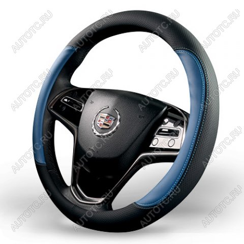 829 р. Оплётка на руль (37-39см GP 2102 кож/зам) Автопилот   (черный/синий)  с доставкой в г. Кемерово