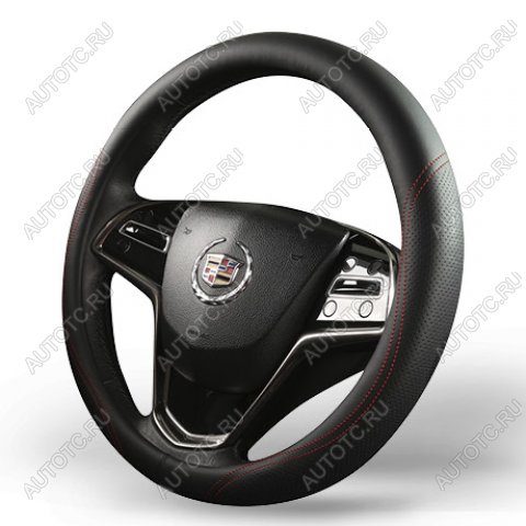 829 р. Оплётка на руль (37-39см GP 2106 кож/зам) Автопилот   (черный/строчка красная )  с доставкой в г. Кемерово