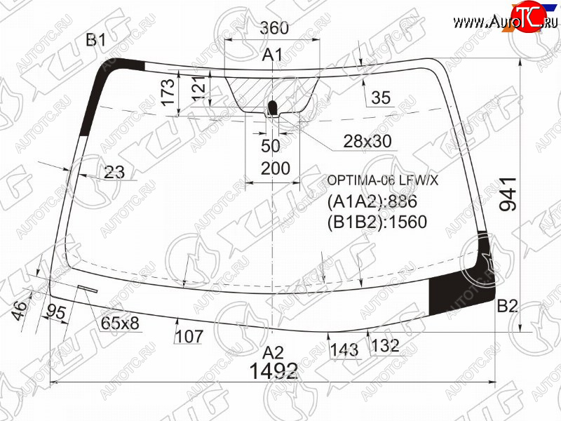 8 449 р. Стекло лобовое Kia Optima 05-08  Lotze 05-07  Magentis 06-09                                       XYG OPTIMA-06 LFW/X  с доставкой в г. Кемерово