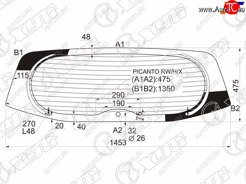 8 649 р. Стекло заднее (Цвет зеленый Обогрев) Kia Picanto 03-11  Morning 04-10 XYG PICANTO RW/H/X  с доставкой в г. Кемерово