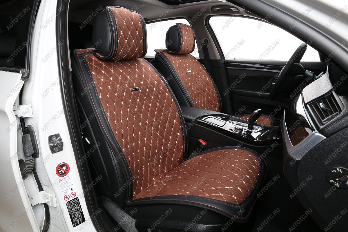 5 649 р. Накидка на сиденье (на весь салон Alkantara Lux Plus алькантара) Автопилот   (коричневый)  с доставкой в г. Кемерово