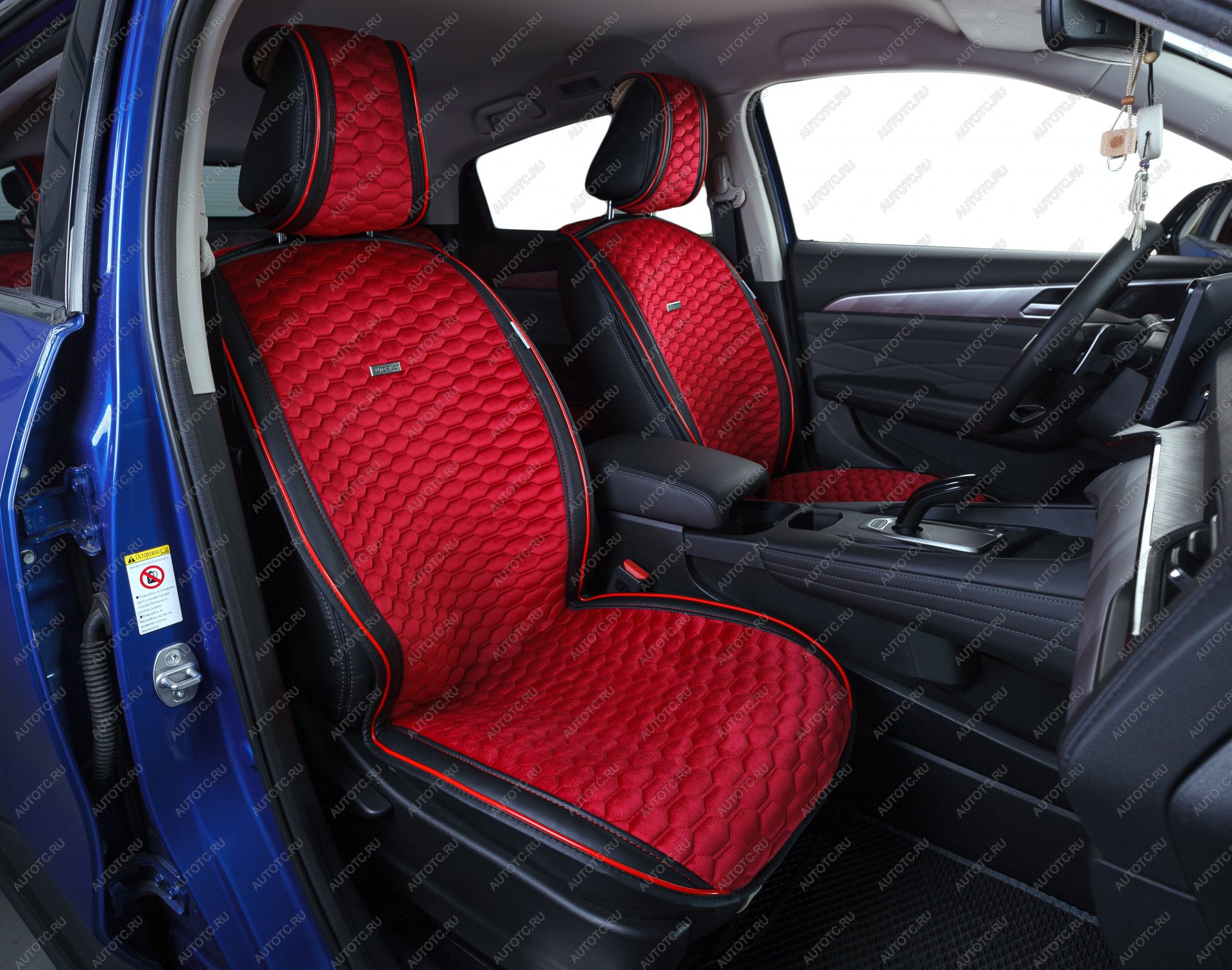 2 499 р. Накидка на сиденье (Velvet Soty вельвет) Автопилот Geely GX7 (2011-2015) (красный)  с доставкой в г. Кемерово