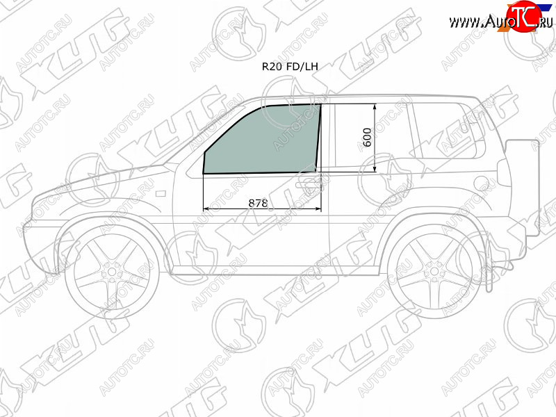 2 789 р. Стекло боковое опускное (Спереди Слева Цвет зеленый) Nissan Terrano 93-95  Ford Maverick 93-00  XYG R20 FD/LH  с доставкой в г. Кемерово