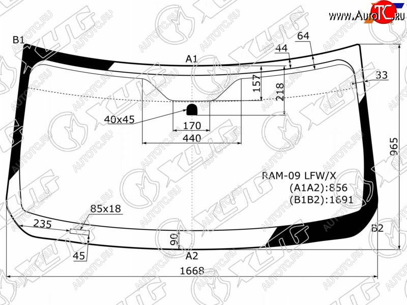 9 299 р. Стекло лобовое Dodge Ram 08-12 XYG RAM-09 LFW/X  с доставкой в г. Кемерово