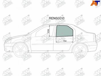 2 569 р. Стекло боковое опускное (Сзади Слева Цвет зеленый) Renault Logan 04-  Sandero 14-  Dacia Logan 0 KMK RENS0010  с доставкой в г. Кемерово. Увеличить фотографию 1