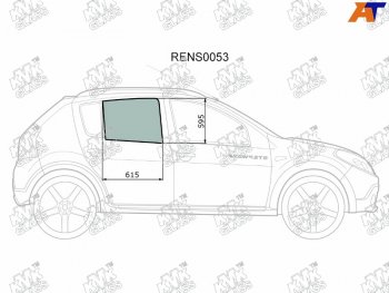 2 199 р. Стекло боковое опускное (Сзади Справа Цвет зеленый) Renault Sandero 09-14  Dacia Sandero 08-12  KMK RENS0053  с доставкой в г. Кемерово. Увеличить фотографию 1