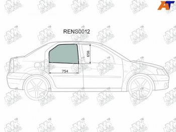 2 569 р. Стекло боковое опускное (Сзади Справа Цвет зеленый) Renault Logan 04-  Sandero 14-  Dacia Logan KMK RENS0012  с доставкой в г. Кемерово. Увеличить фотографию 1