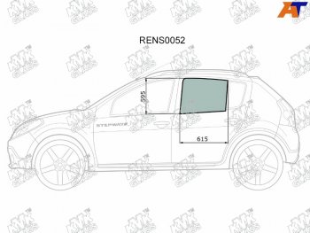 2 199 р. Стекло боковое опускное (Сзади Слева Цвет зеленый) Renault Sandero 09-14  Dacia Sandero 08-12  R KMK RENS0052  с доставкой в г. Кемерово. Увеличить фотографию 1