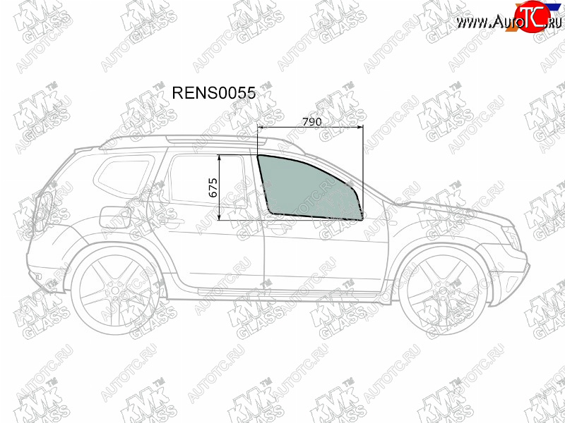 2 399 р. Стекло боковое опускное (Спереди Справа Цвет зеленый) Nissan Terrano 14-  Renault Duster 10-21   KMK RENS0055  с доставкой в г. Кемерово