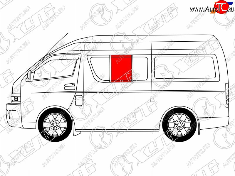 1 859 р. Стекло кузова боковое (не опускное) (Слева Цвет зеленый) Toyota Hiace 04-20  Regius Ace 04-20 XYG RH200-ST-L SF/LH2/X  с доставкой в г. Кемерово