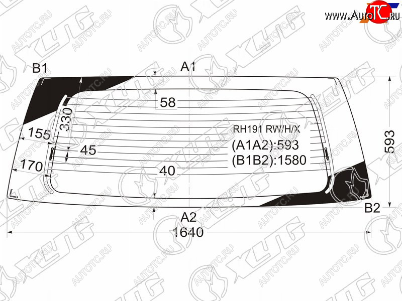 11 199 р. Стекло заднее (Цвет зеленый Обогрев) Toyota Hiace Regius 97-99  Touring Hiace 99-02 XYG RH191 RW/H/X  с доставкой в г. Кемерово