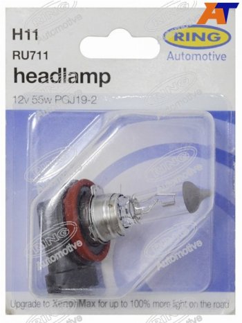 839 р. Лампа головного освещения H11  12V 55W Блистер 1 шт. RING RU711  с доставкой в г. Кемерово. Увеличить фотографию 1