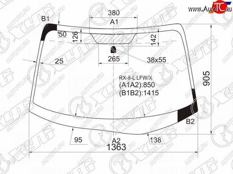 10 849 р. Стекло лобовое Mazda RX-8 03-12 XYG RX-8-L LFW/X  с доставкой в г. Кемерово