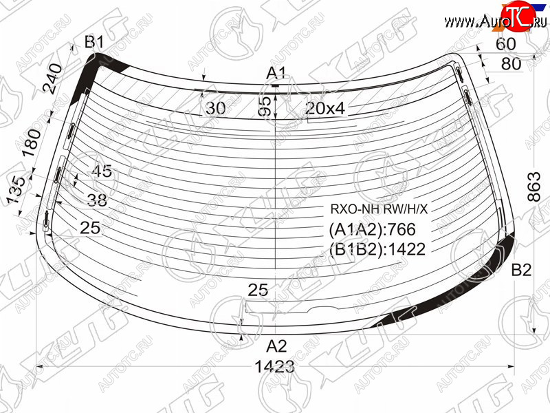 8 499 р. Стекло заднее (Цвет зеленый Обогрев Антенна) Toyota Mark II (X100) 96-00 XYG RXO-NH RW/H/X  с доставкой в г. Кемерово