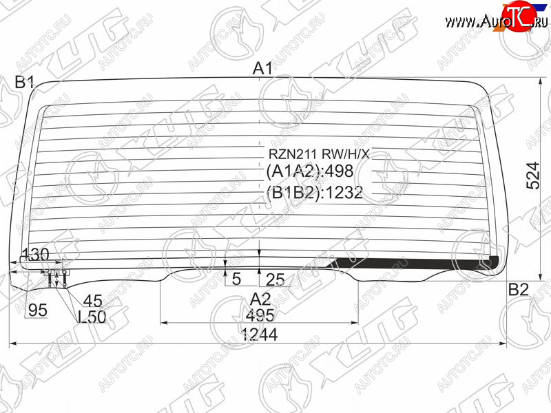 7 999 р. Стекло заднее (Цвет зеленый Обогрев) Toyota 4Runner 02-09  Hilux Surf 02-09 XYG RZN211 RW/H/X  с доставкой в г. Кемерово