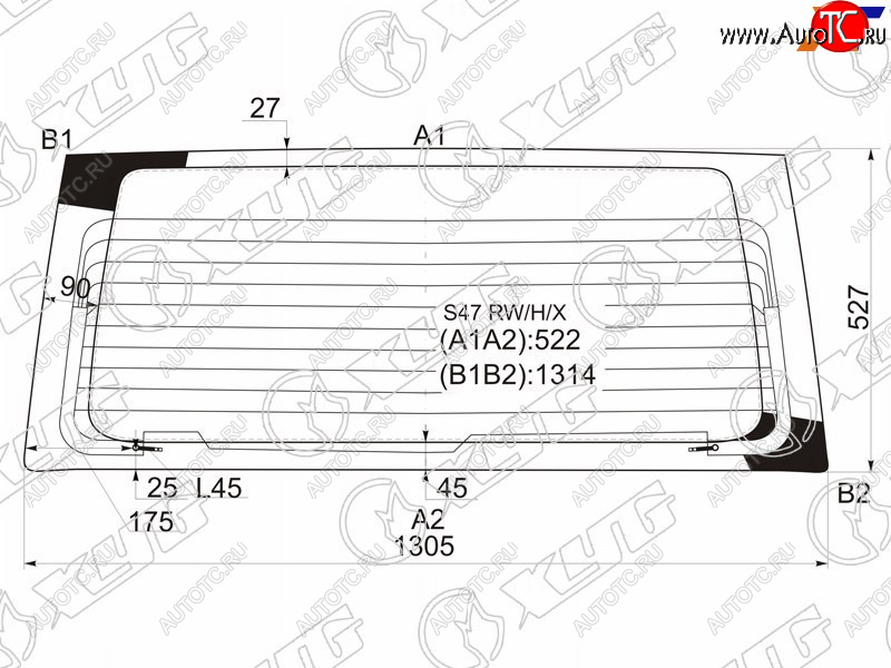 8 299 р. Стекло заднее с обогревом HONDA STEP WAGON 96-01                                                     XYG S47 RW/H/X  с доставкой в г. Кемерово
