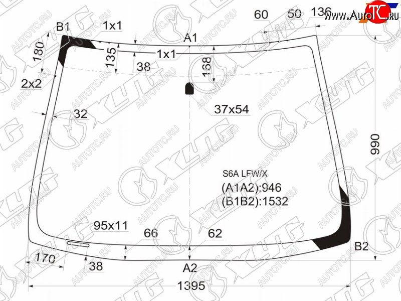 5 849 р. Стекло лобовое Honda Civic 00-06 XYG S6A LFW/X  с доставкой в г. Кемерово