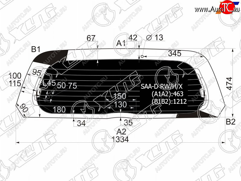 7 249 р. Стекло заднее (Затемненное Обогрев) Honda Fit 01-07  Jazz 02-09 XYG SAA-D RW/H/X  с доставкой в г. Кемерово