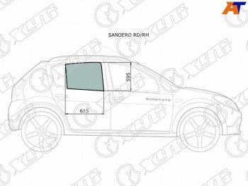 2 599 р. Стекло боковое опускное (Сзади Справа Цвет зеленый) Renault Sandero 09-14  Dacia Sandero 08-12  XYG SANDERO RD/RH  с доставкой в г. Кемерово. Увеличить фотографию 1
