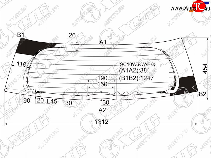 7 999 р. Стекло заднее (Цвет зеленый Обогрев) Scion xA 04-06  Toyota Ist 02-07 XYG SC10W RW/H/X  с доставкой в г. Кемерово