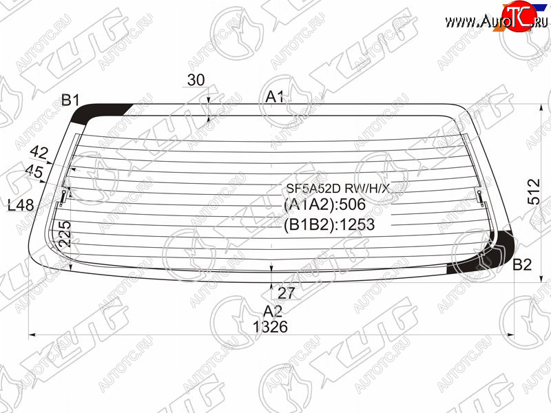 7 199 р. Стекло заднее (Цвет зеленый Обогрев) Subaru Forester 97-00 XYG SF5A52D RW/H/X  с доставкой в г. Кемерово