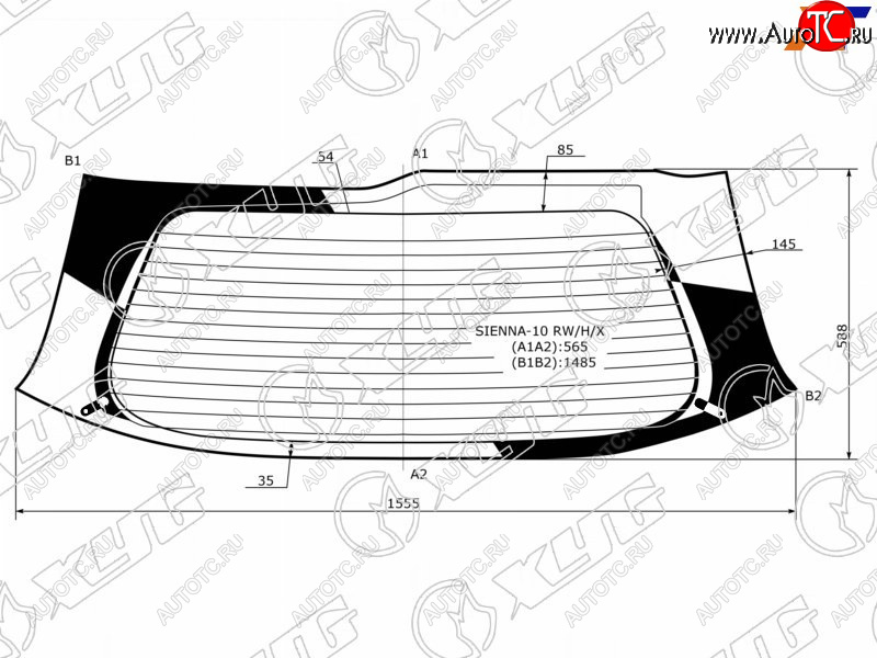 12 899 р. Стекло заднее (Цвет зеленый Обогрев) Toyota Sienna 10-20 XYG SIENNA-10 RW/H/X  с доставкой в г. Кемерово