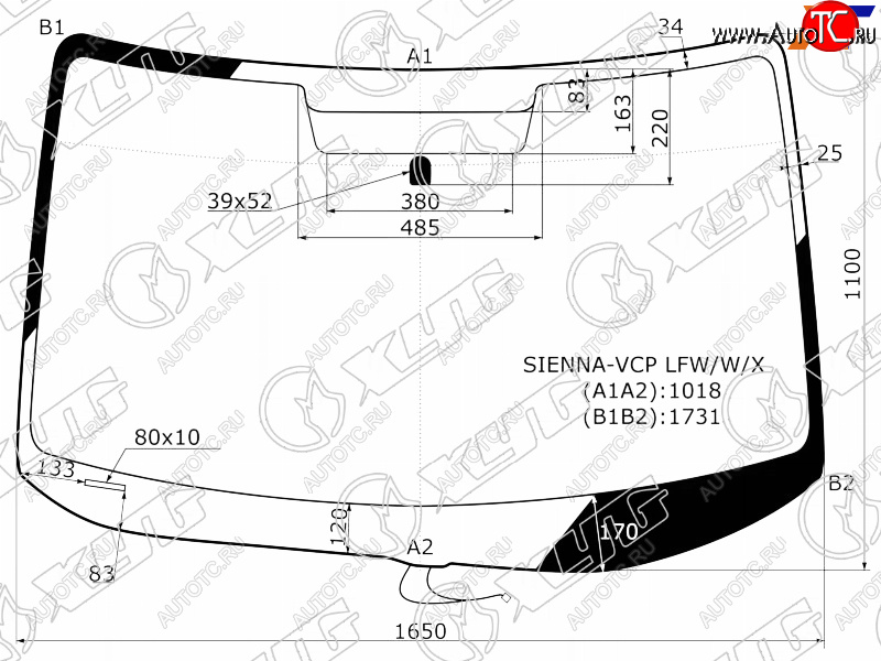 9 999 р. Стекло лобовое (Обогрев щеток) Toyota Sienna 03-09 XYG SIENNA-VCP LFW/W/X  с доставкой в г. Кемерово