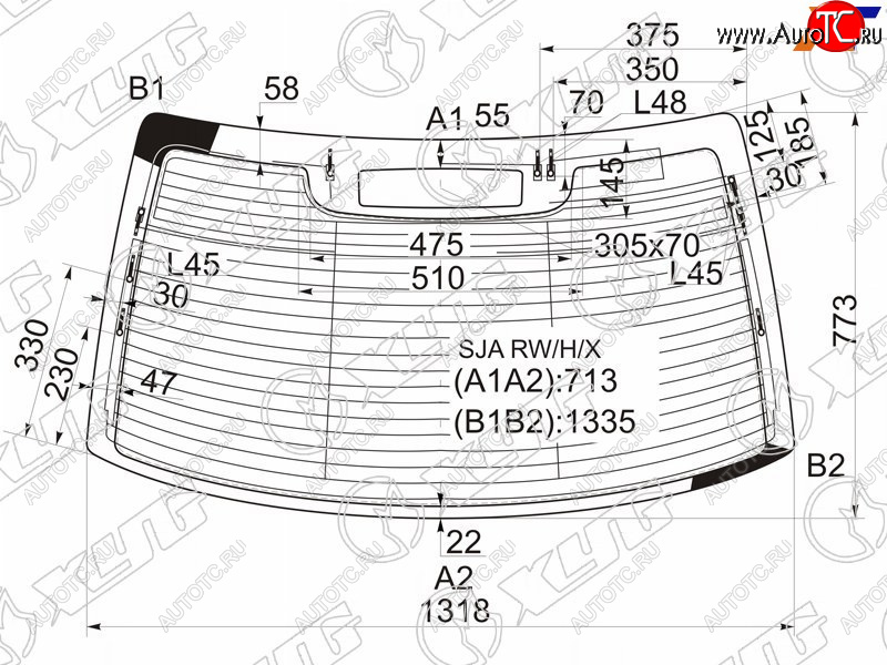 9 549 р. Стекло заднее (Цвет зеленый Обогрев Антенна) Acura RL 04-10  Honda Legend 04-12                   XYG SJA RW/H/X  с доставкой в г. Кемерово