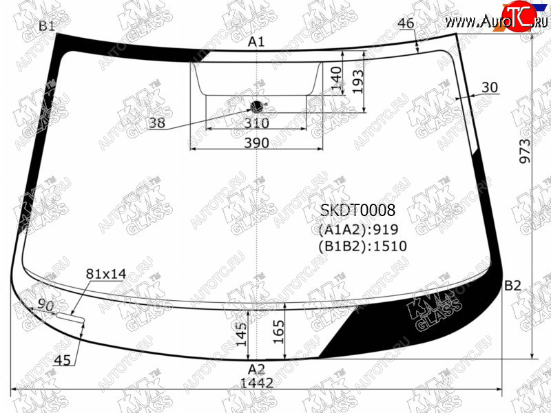 5 849 р. Стекло лобовое Skoda Octavia 12-20 KMK SKDT0008  с доставкой в г. Кемерово