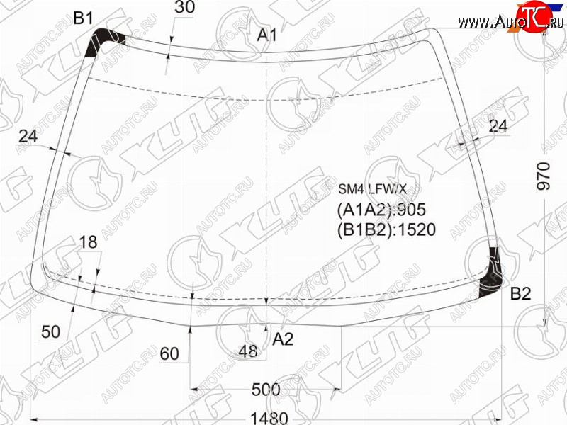8 299 р. Стекло лобовое Honda Accord 89-94  Accord Inspire 89-95  Ascot 89-93 XYG SM4 LFW/X  с доставкой в г. Кемерово