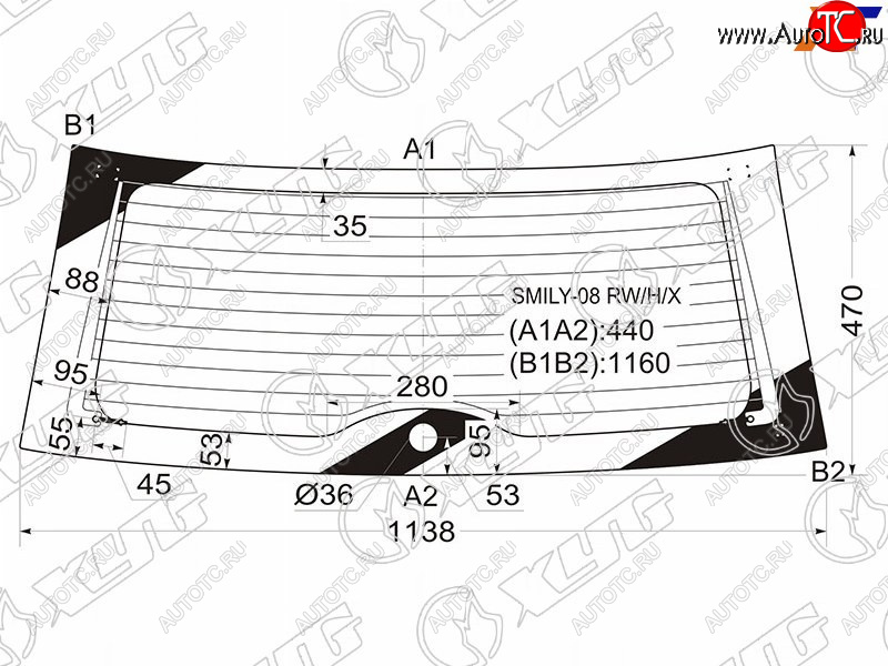 13 199 р. Стекло заднее (Цвет зеленый Обогрев) Lifan Smily 10-17 XYG SMILY-08 RW/H/X  с доставкой в г. Кемерово