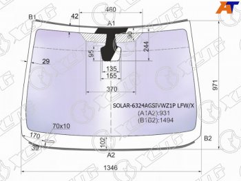 Стекло лобовое (Атермальное Молдинг) Opel Astra 09-15 XYG SOLAR-6324AGSIVWZ1P LFW/X